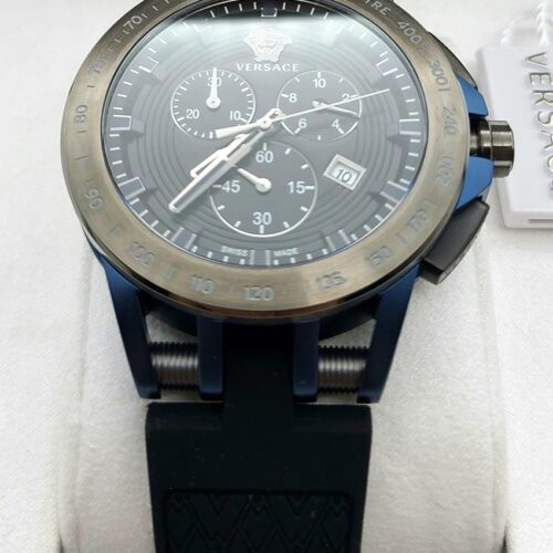 Versace Sport Tech Gunmetal-Tone & Silicone Strap Watch