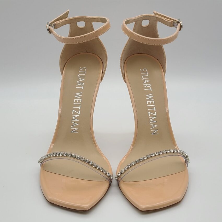 Stuart Weitzman Nudistcurve Embellished Ankle-Strap Sandals