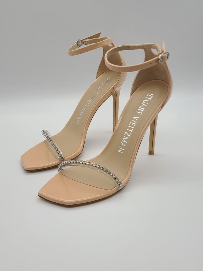 Stuart Weitzman Nudistcurve Embellished Ankle-Strap Sandals