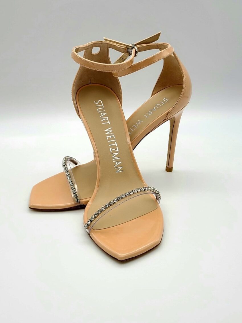 Stuart Weitzman Nudistcurve Embellished Ankle-Strap Sandals