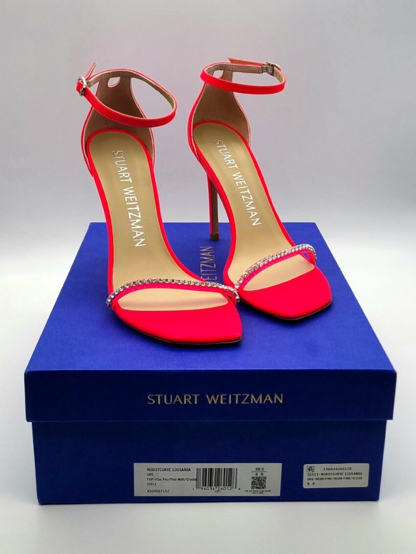 Stuart Weitzman Nudistcurve Embellished Ankle-Strap Sandals