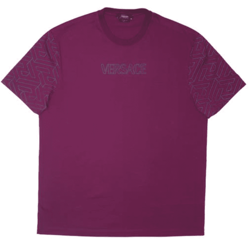 $925 Versace Greca Embroidered Cotton Logo Tee