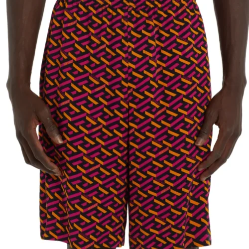 Versace Greca Monogram Cotton Blend Shorts