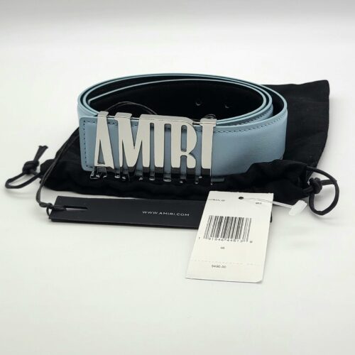 $490 Amiri Men's Logo Buckle Leather Belt