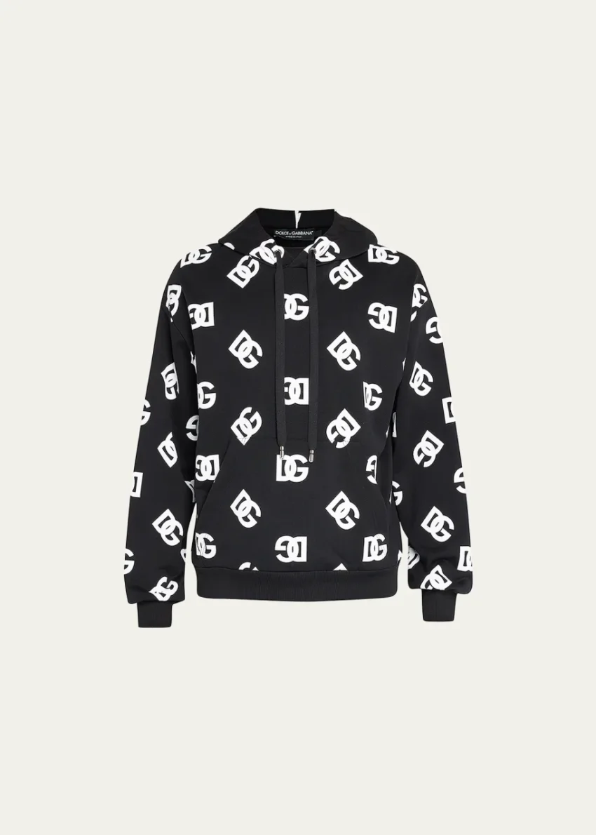 $1045 Dolce & Gabbana Men's Allover-DG Pullover Hoodie