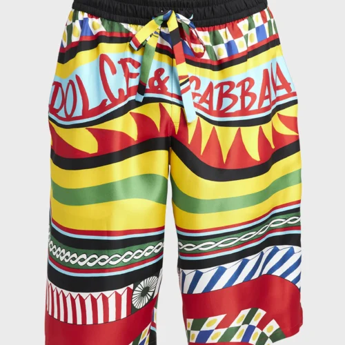 298-Dolce-Gabbana-Mens-Carretto-Printed-Silk-Shorts