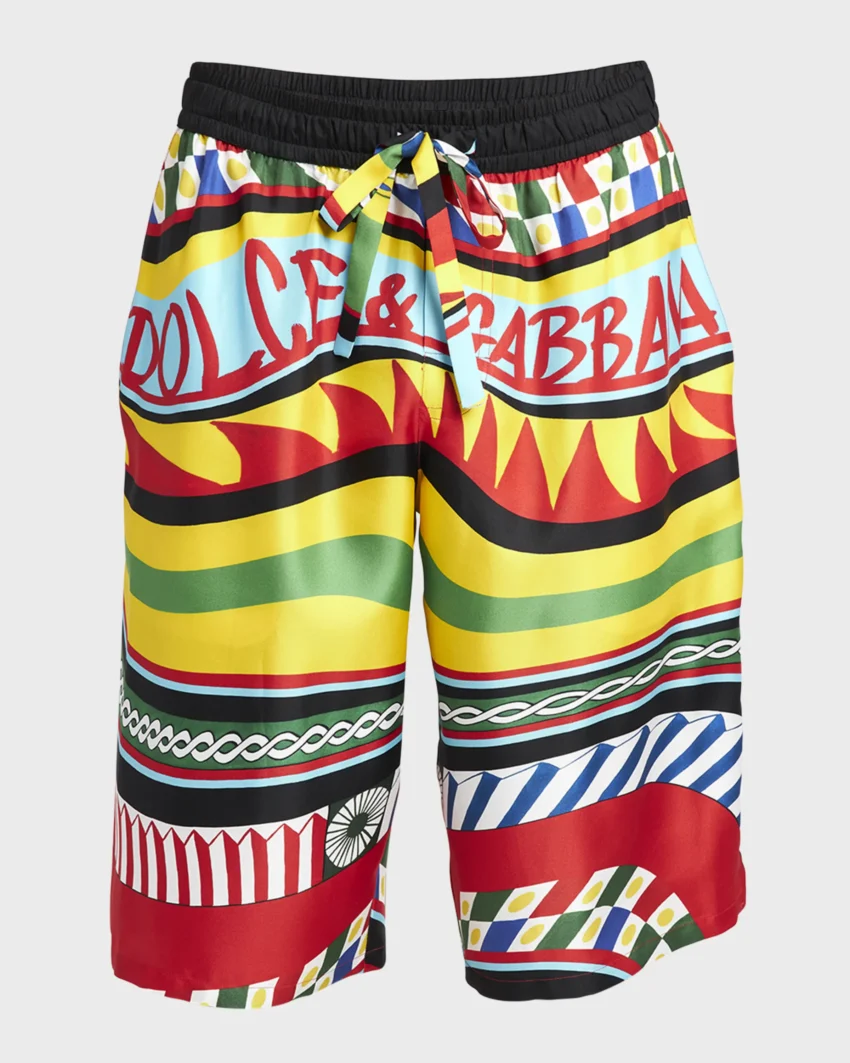 298-Dolce-Gabbana-Mens-Carretto-Printed-Silk-Shorts