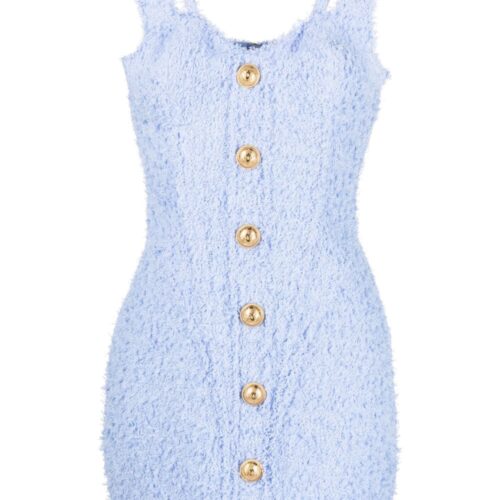 359 Balmain Embellished Button Tweed Minidress