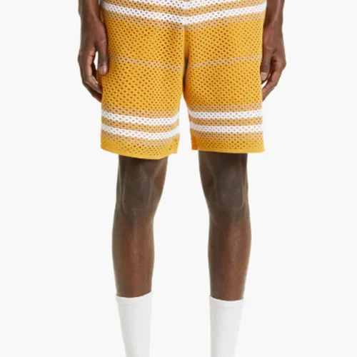 $1050 Burberry Moriss Icon Stripe Pointelle Knit Shorts